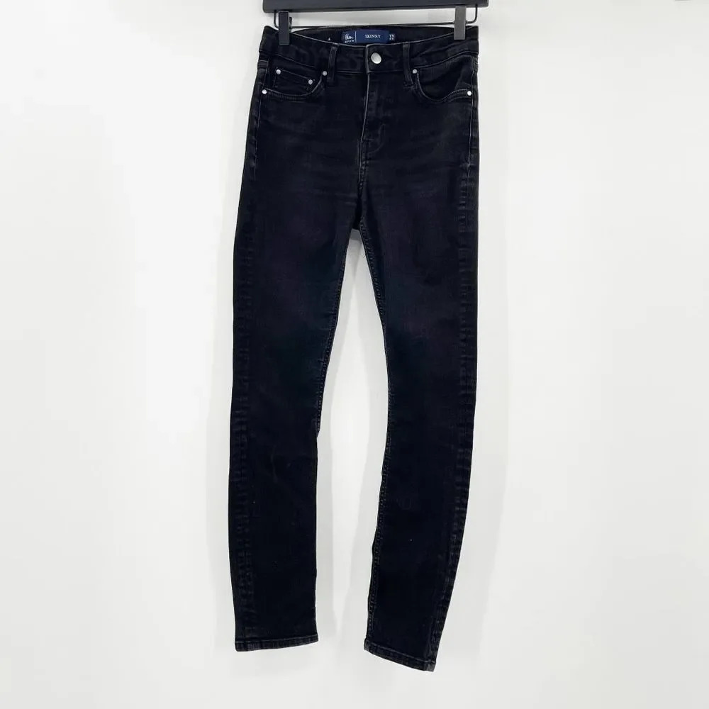 Boden Skinny Jeans Women's Size 4R Black Mid Rise Denim Dark Wash